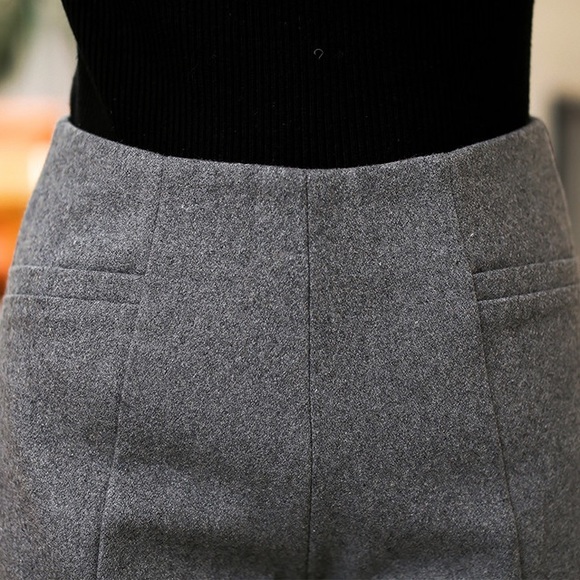 Worn Once! Grey Faux Wool High Waist Shorts - Picture 3 of 4